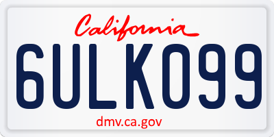 CA license plate 6ULK099
