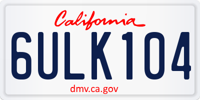 CA license plate 6ULK104