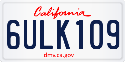 CA license plate 6ULK109