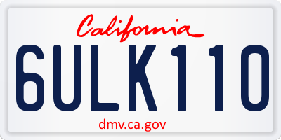 CA license plate 6ULK110