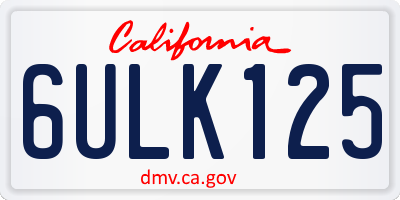 CA license plate 6ULK125