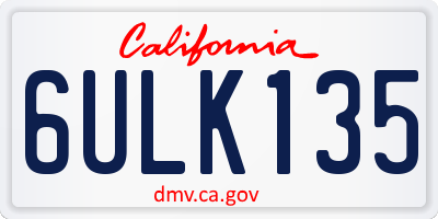 CA license plate 6ULK135