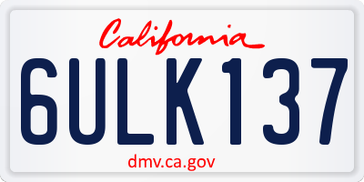 CA license plate 6ULK137