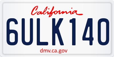 CA license plate 6ULK140