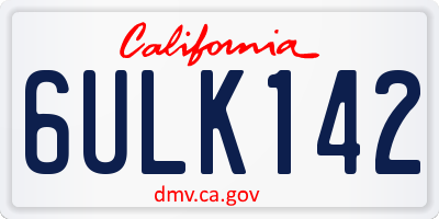 CA license plate 6ULK142