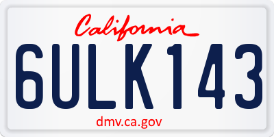 CA license plate 6ULK143