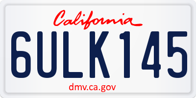 CA license plate 6ULK145