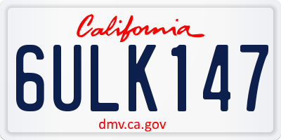 CA license plate 6ULK147