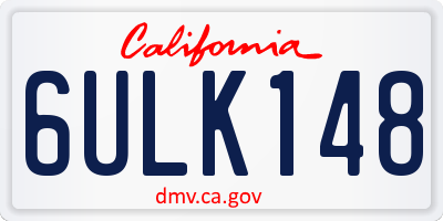 CA license plate 6ULK148