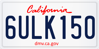 CA license plate 6ULK150