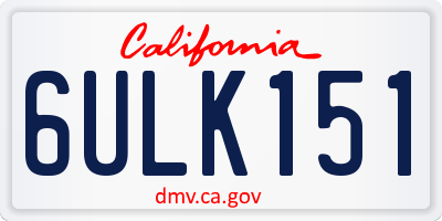 CA license plate 6ULK151