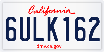CA license plate 6ULK162