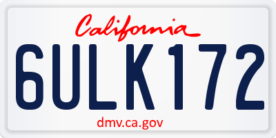 CA license plate 6ULK172