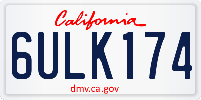 CA license plate 6ULK174