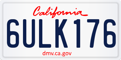 CA license plate 6ULK176