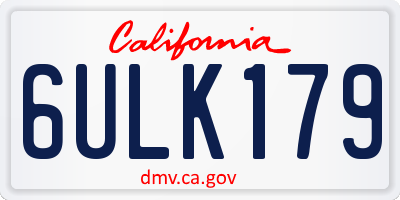 CA license plate 6ULK179