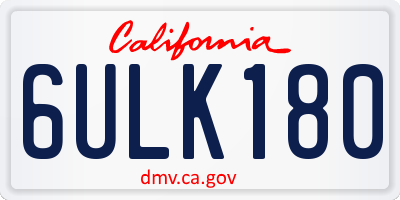 CA license plate 6ULK180
