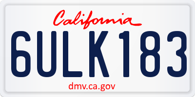 CA license plate 6ULK183