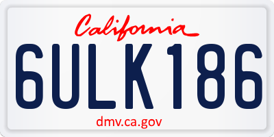 CA license plate 6ULK186