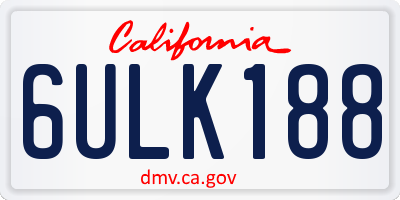 CA license plate 6ULK188