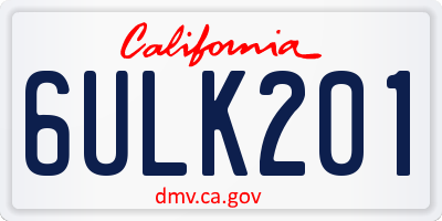 CA license plate 6ULK201