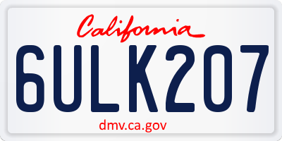 CA license plate 6ULK207