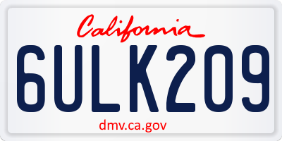 CA license plate 6ULK209