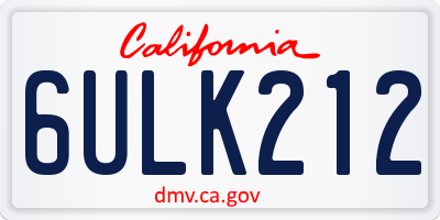 CA license plate 6ULK212