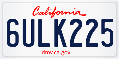 CA license plate 6ULK225