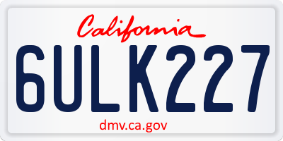 CA license plate 6ULK227