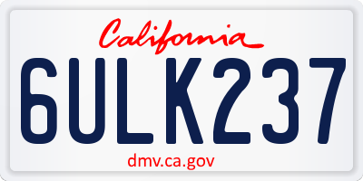 CA license plate 6ULK237