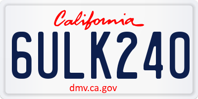 CA license plate 6ULK240