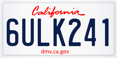 CA license plate 6ULK241