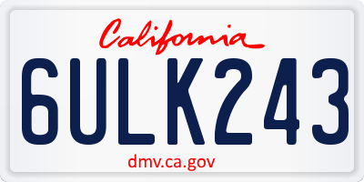 CA license plate 6ULK243