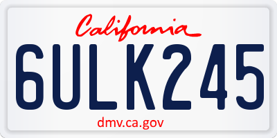 CA license plate 6ULK245