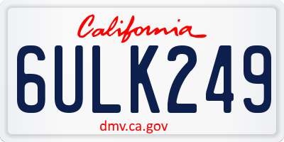 CA license plate 6ULK249