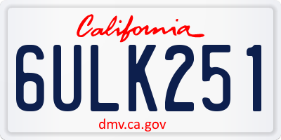 CA license plate 6ULK251