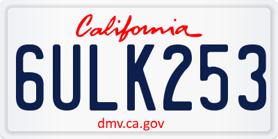 CA license plate 6ULK253