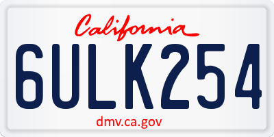 CA license plate 6ULK254