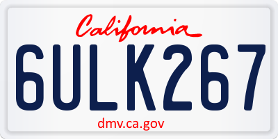CA license plate 6ULK267