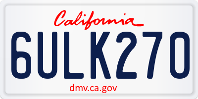 CA license plate 6ULK270