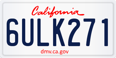 CA license plate 6ULK271