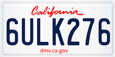 CA license plate 6ULK276
