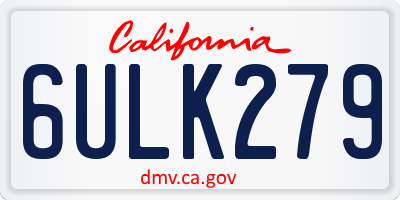 CA license plate 6ULK279