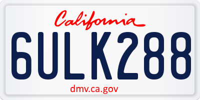 CA license plate 6ULK288