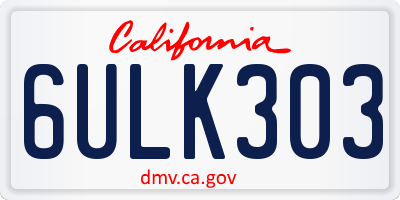 CA license plate 6ULK303