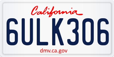 CA license plate 6ULK306