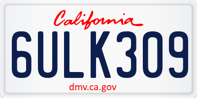 CA license plate 6ULK309