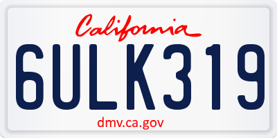 CA license plate 6ULK319