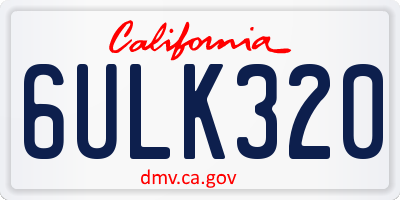 CA license plate 6ULK320
